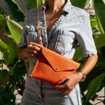 Cami Clutch Leather Handmade Orange | Ladicani Design