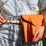 Cami Clutch Leather Handmade Orange | Ladicani Design