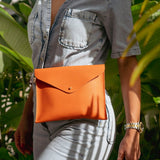 Cami Clutch Leather Handmade Orange | Ladicani Design