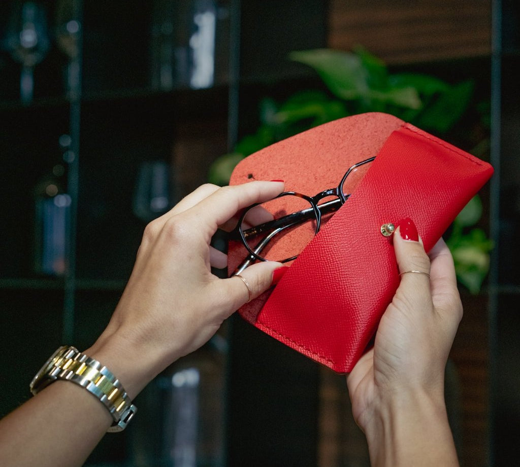 Sunglasses Case Leather Handmade Red | Ladicani Design